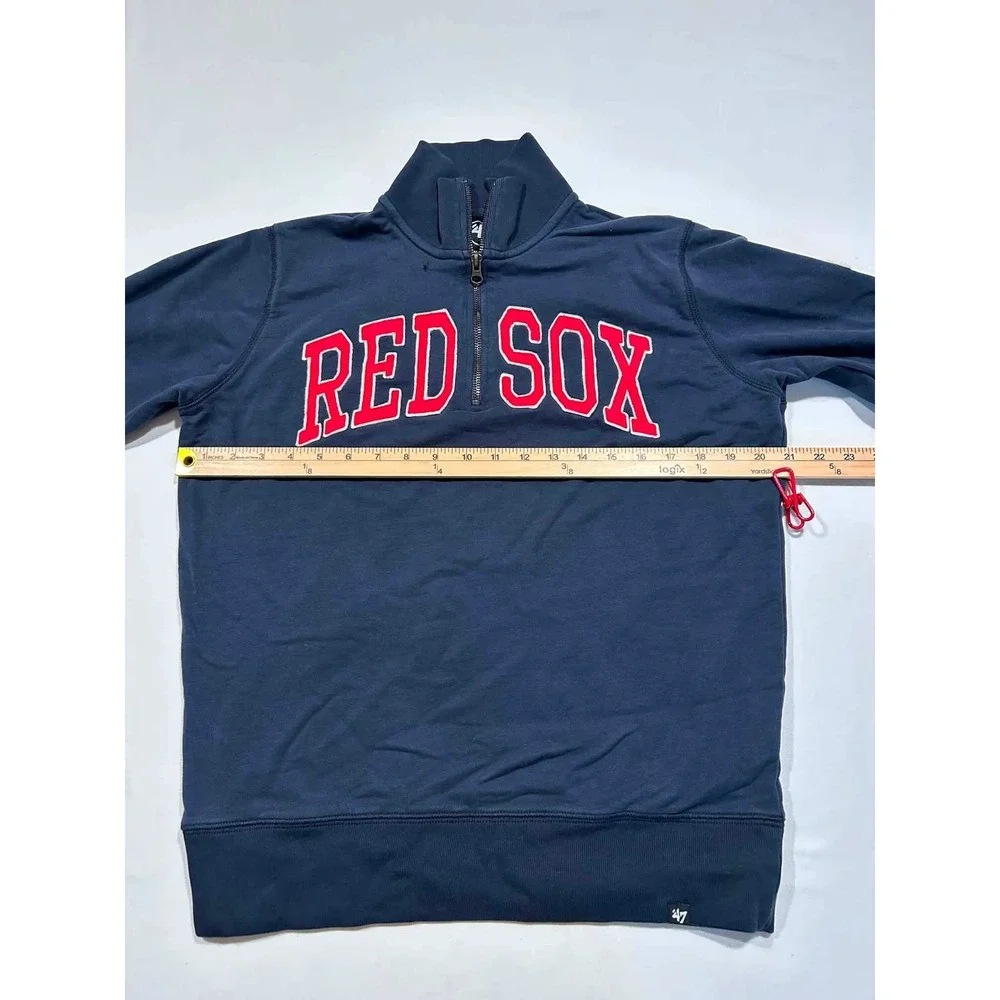 47 Brand Boston Red Sox Mens Small Navy Blue Quarter Zip Sweatshirt MLB Pullover